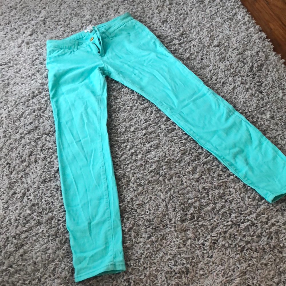 Teal skinny jeans